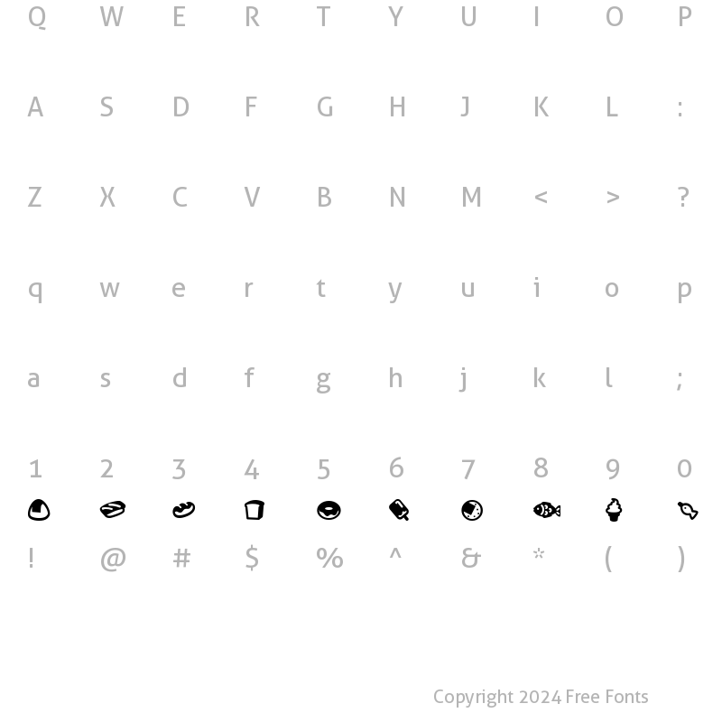 Character Map of Efoodde Regular