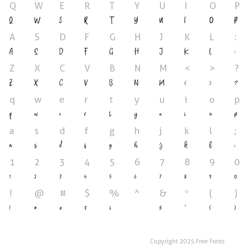 Character Map of Efrisilla Regular