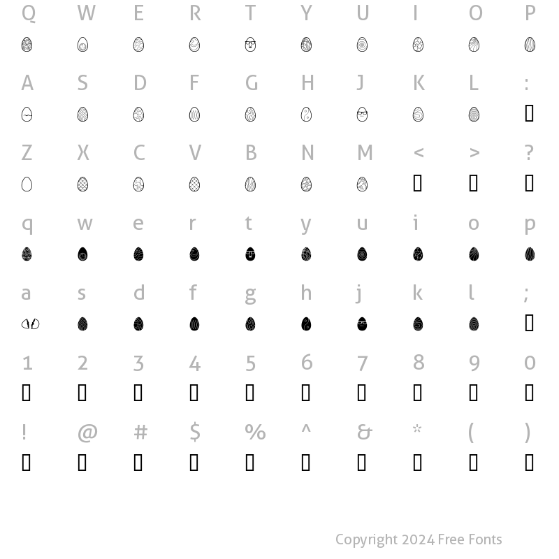 Character Map of Egg Hunt BTN Regular