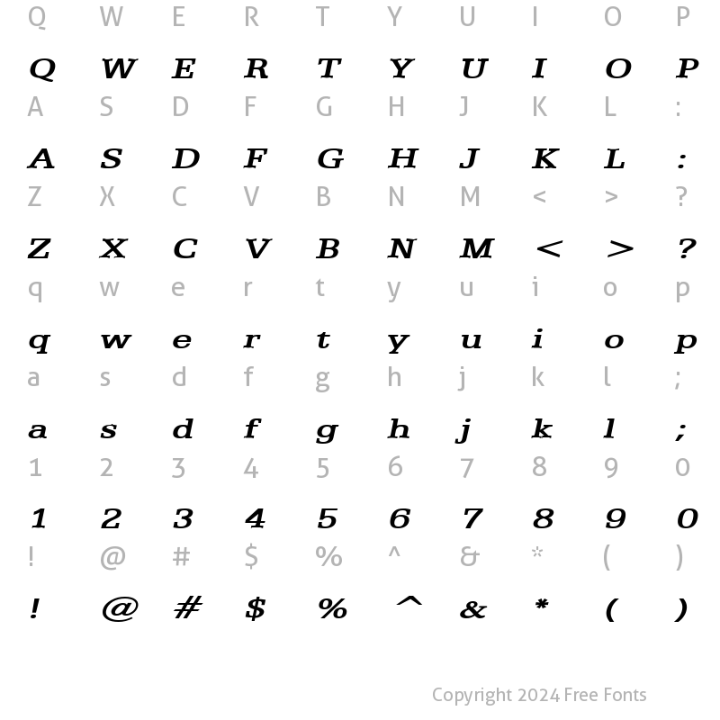 Character Map of Eggo Extended BoldItalic