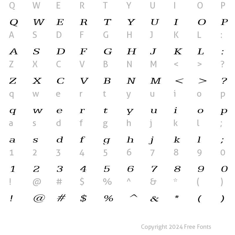 Character Map of Eggo Extended Italic