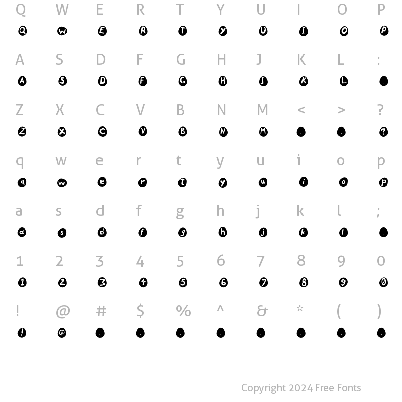 Character Map of Eggs Regular