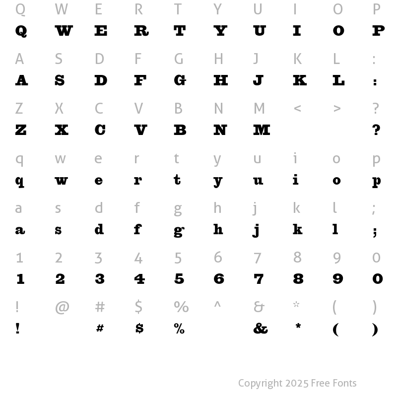 Character Map of Egiziano CG Black Regular