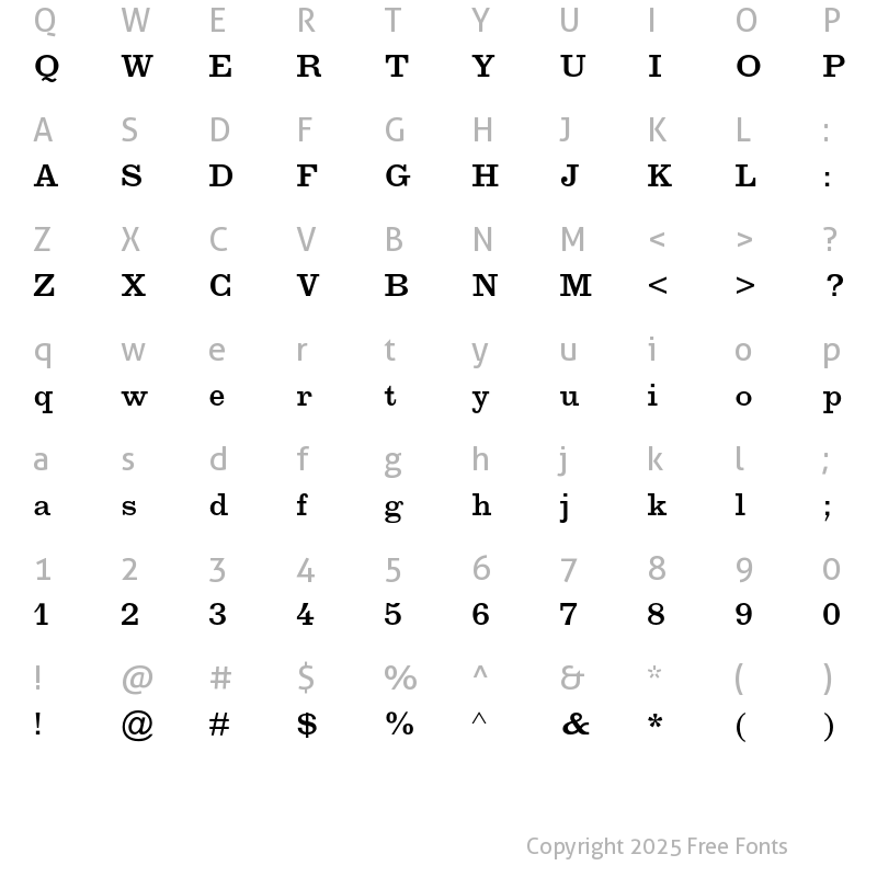 Character Map of Egyptian MT Std Extended