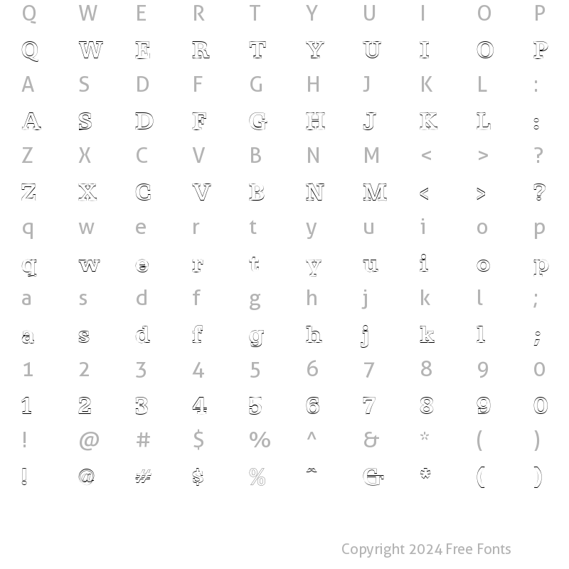 Character Map of Egyptian Regular