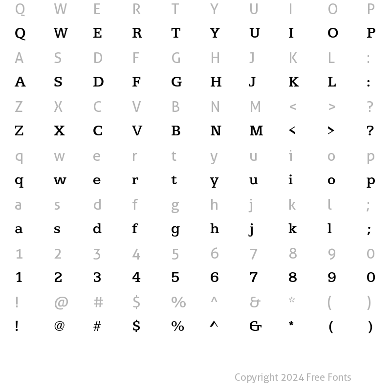 Character Map of Egyptian505EF Medium