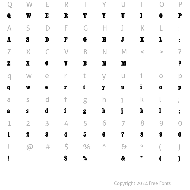 Character Map of EgyptianEF Condensed Bold