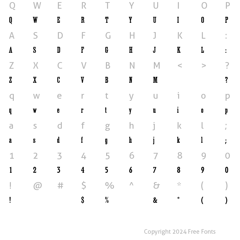 Character Map of EgyptienneEF Cond Medium