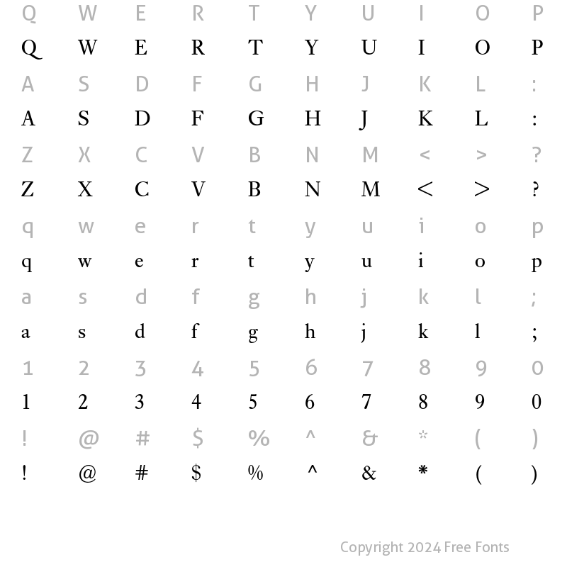 Character Map of Ehrhardt BQ Regular