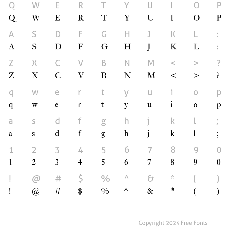 Character Map of EhrhardtMT Roman