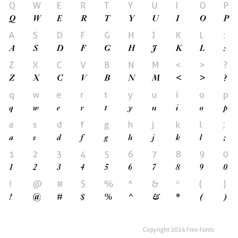 Character Map of EhrhardtMT-SemiBold Semi BoldItalic