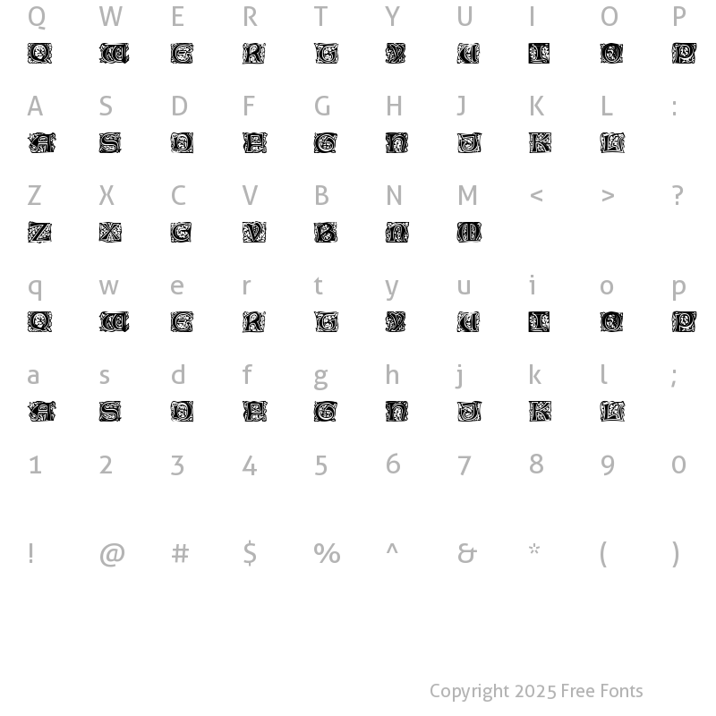 Character Map of Eichenlaub Initialen Regular