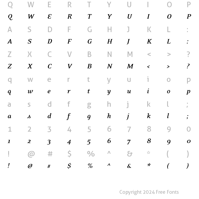 Character Map of EideticNeo Bold Italic