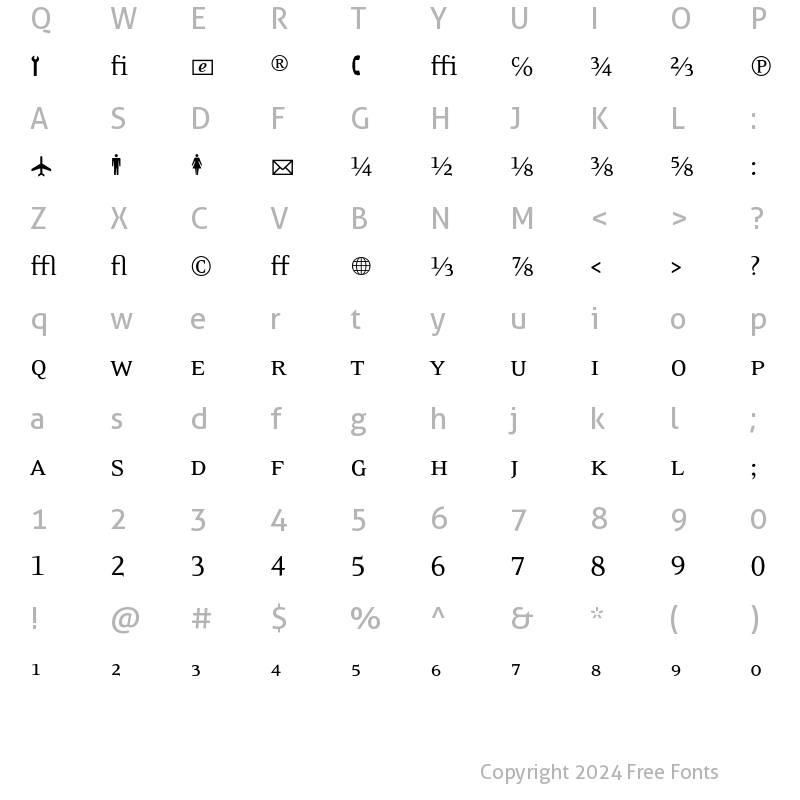 Character Map of EideticNeo Fractions Regular