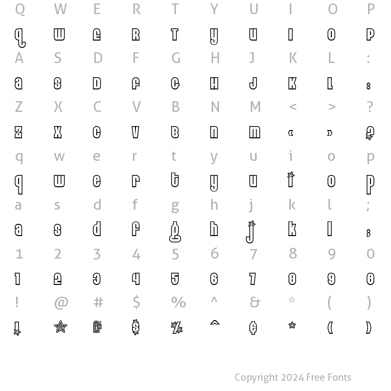 Character Map of Eight Track program 3 Regular