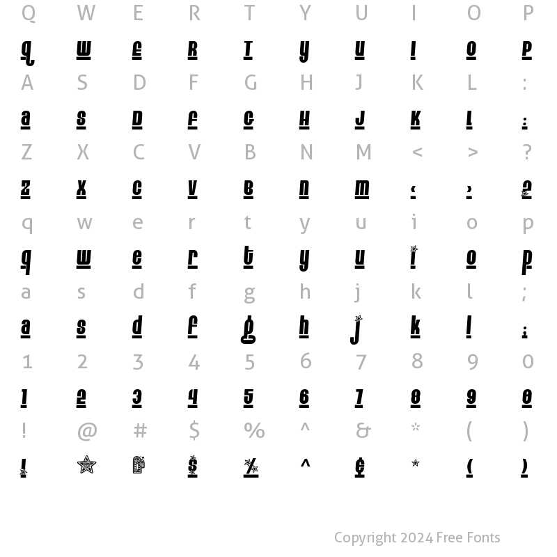 Character Map of Eight Track program 4 Regular