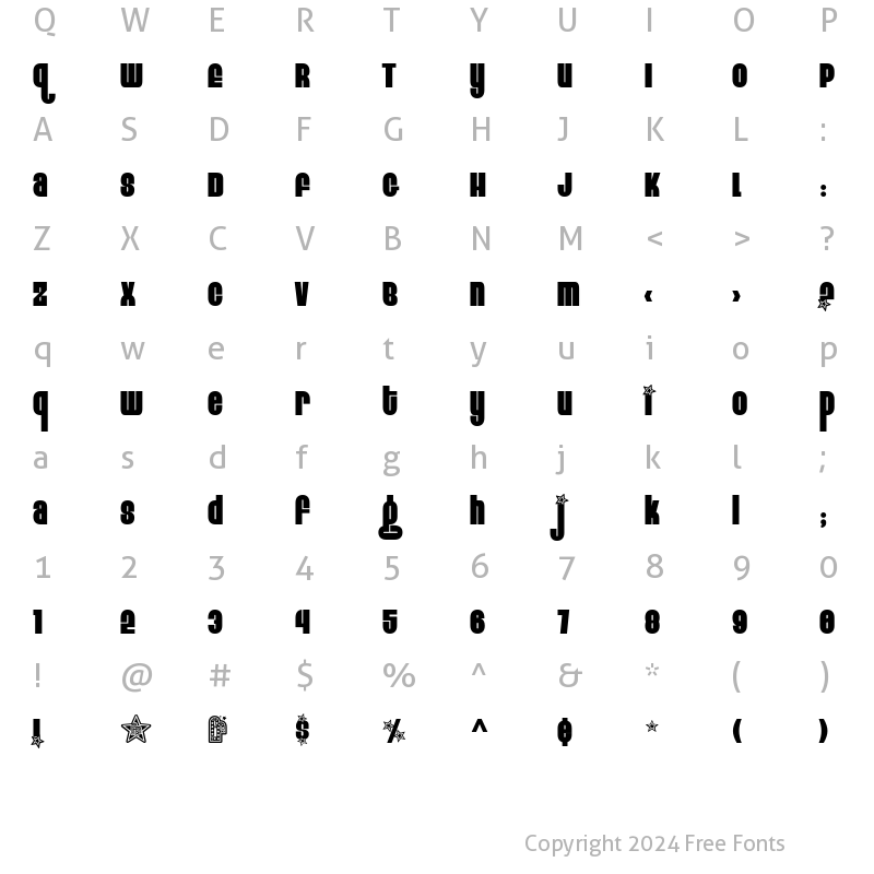 Character Map of Eight Track program two Regular