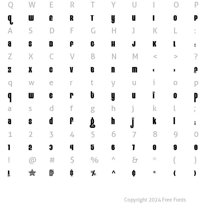 Character Map of Eight Track Regular