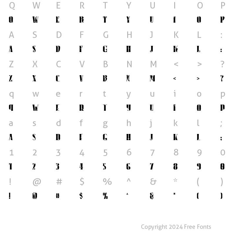 Character Map of EIGHTERN Regular