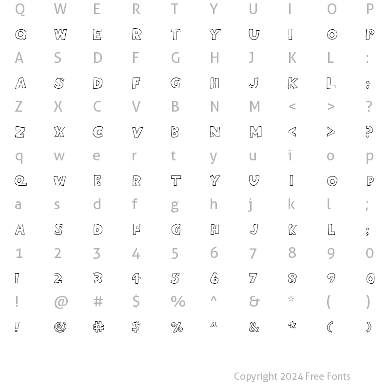 Character Map of Eighty Percent Caps Outline Regular