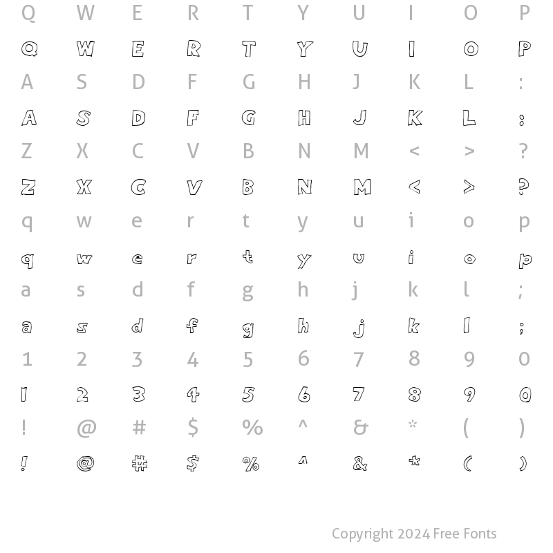 Character Map of Eighty Percent Outline Regular