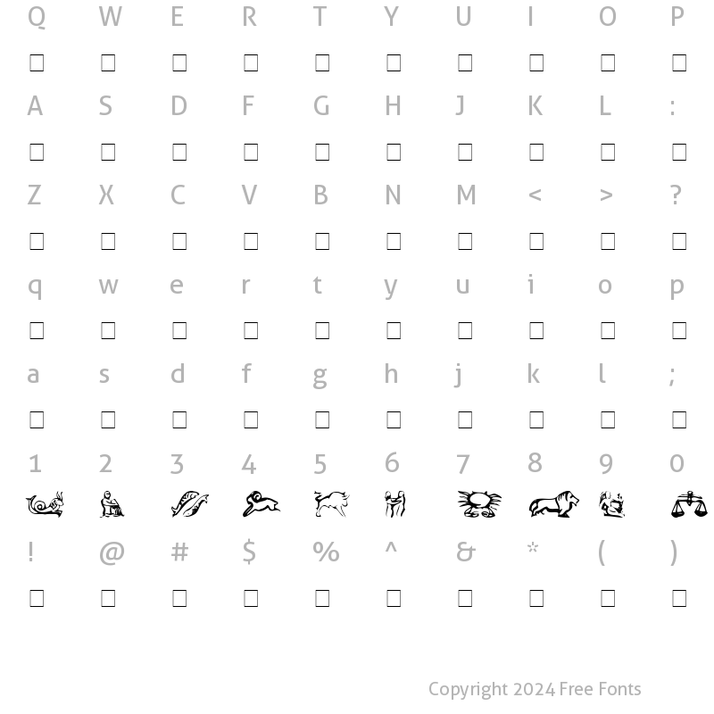 Character Map of EileensLittleZodiac Medium