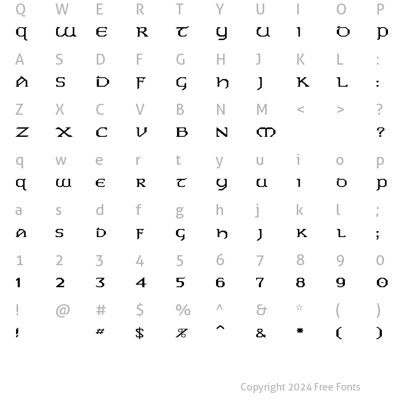 Character Map of Eire Wd Regular