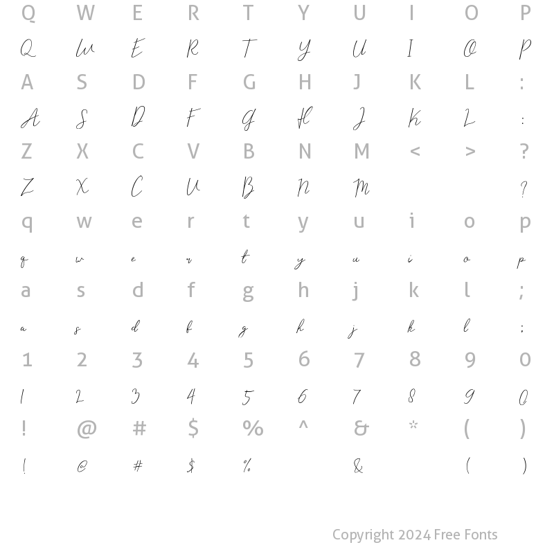 Character Map of Eisley Claise Regular