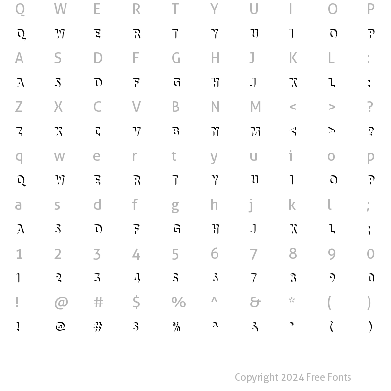 Character Map of EitokuOnlShaD Regular