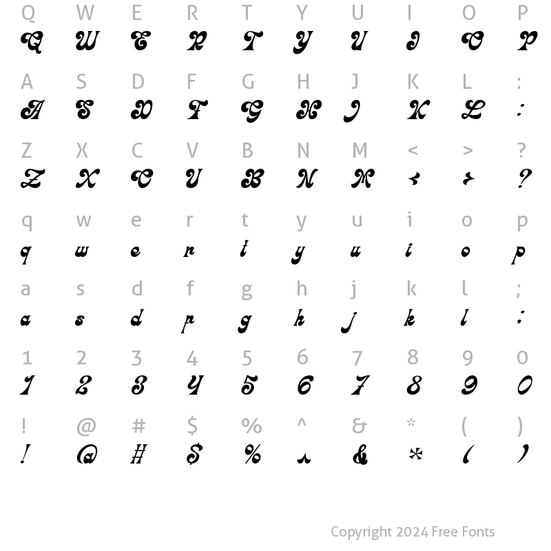 Character Map of Eiutneck Regular