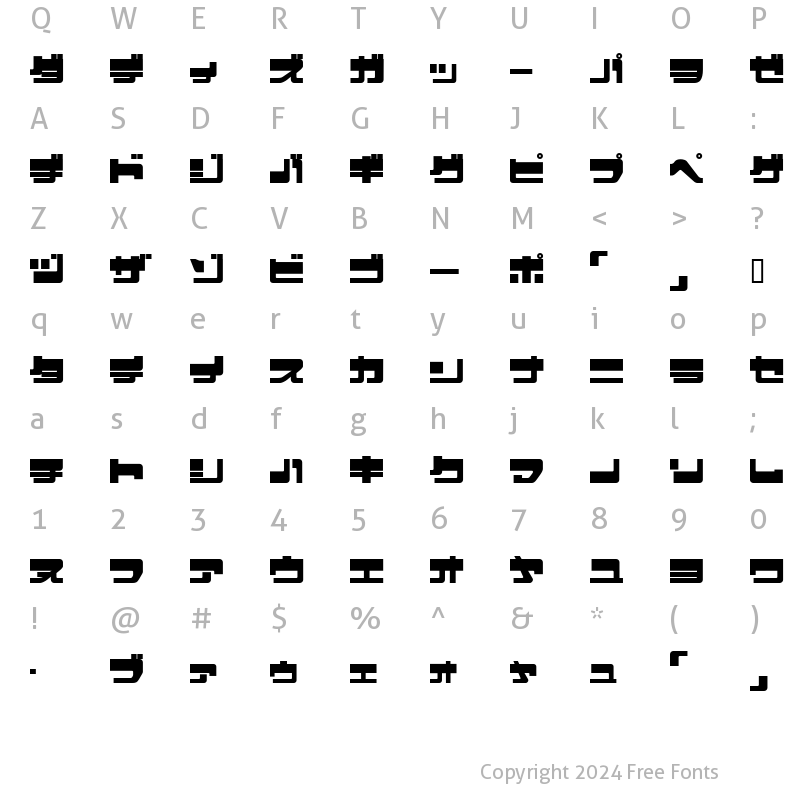 Character Map of EjectJap UpperPhat