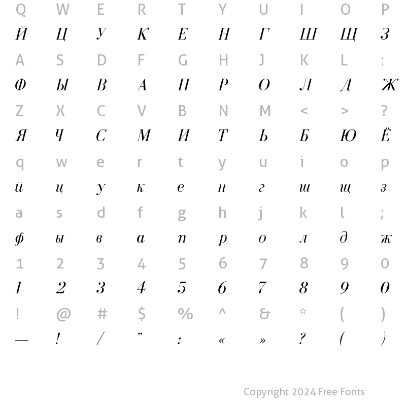 Character Map of Ekaterina Regular