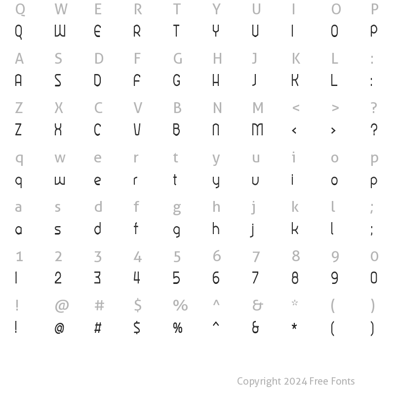 Character Map of Ekela Punch Book Condensed