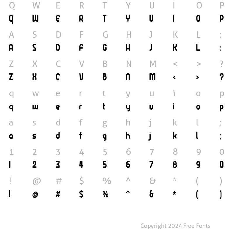 Character Map of Ekela Round ExtraBold Condensed