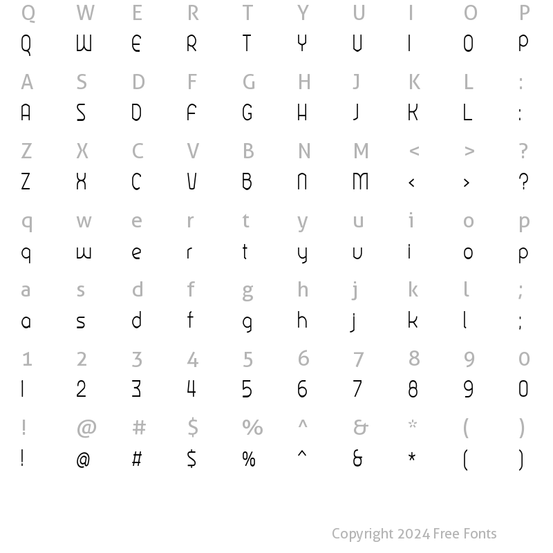 Character Map of Ekela Round Light Condensed