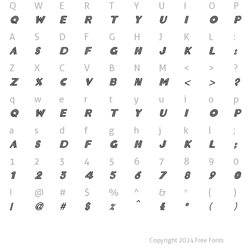 Character Map of Eklektic-Normal Italic Italic