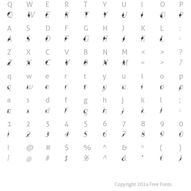 Character Map of El Katana Alt Flo Light Outline Alt Flo Light Outline Italic