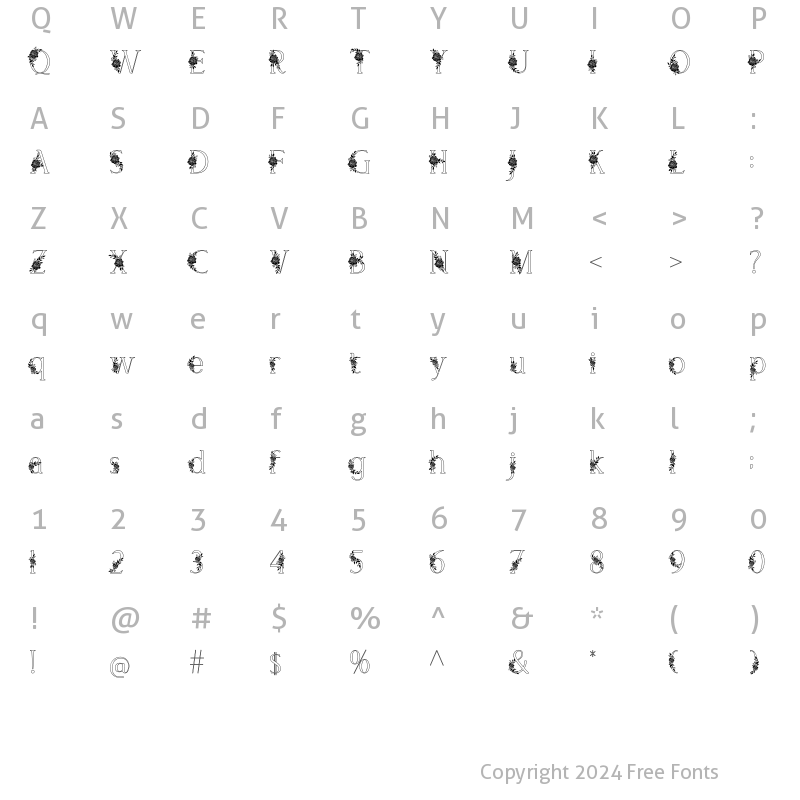 Character Map of El Katana Flo Light Outline Flo Light Outline