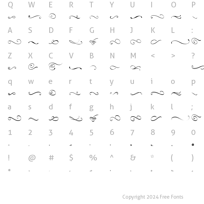 Character Map of El Katana flourishes flourishes