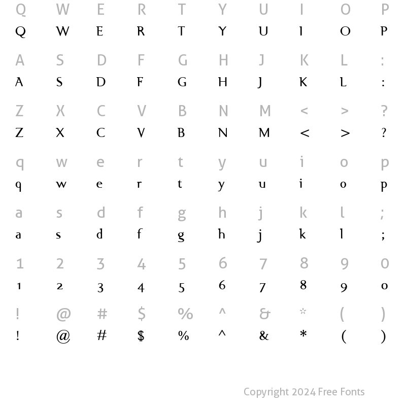 Character Map of Ela Demiserif Bold