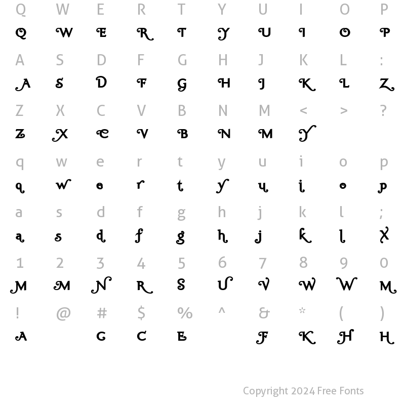 Character Map of Ela Swashes Black Regular