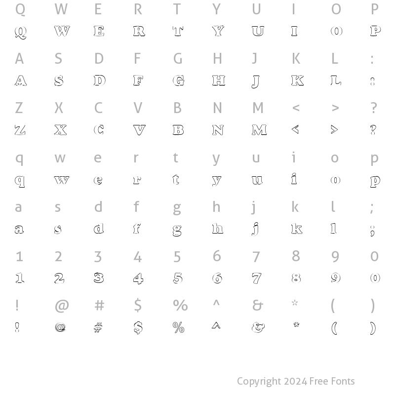 Character Map of Elaine 1 Regular