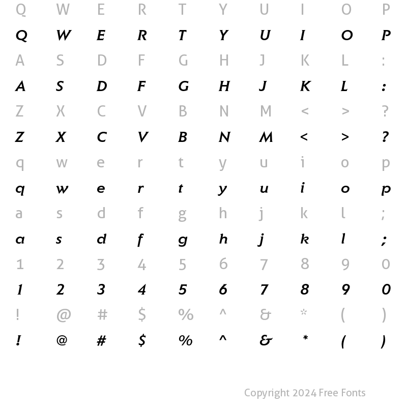 Character Map of ElanEF Medium Italic