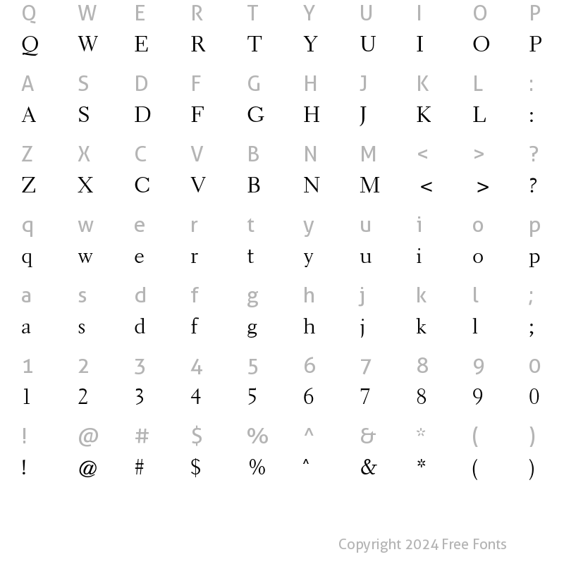 Character Map of Elante CG Regular