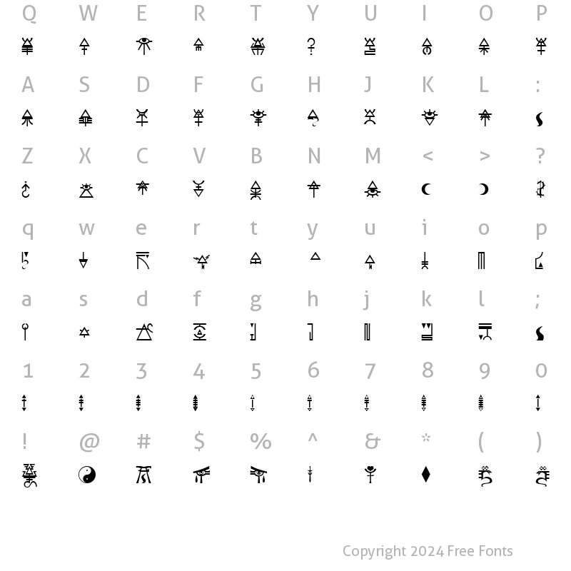 Character Map of Eldar Runes Normal