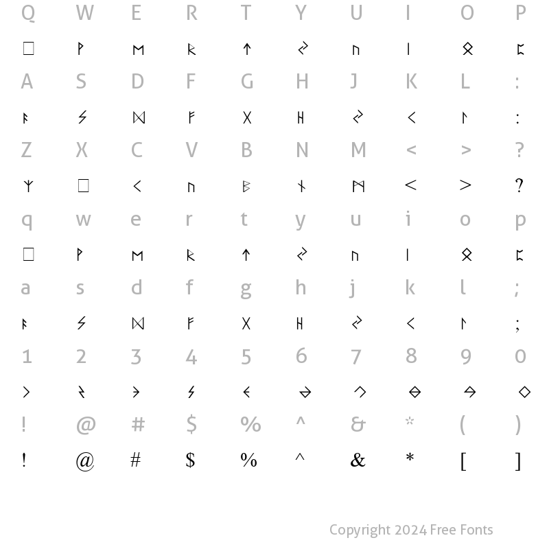 Character Map of Elder Futhark Regular