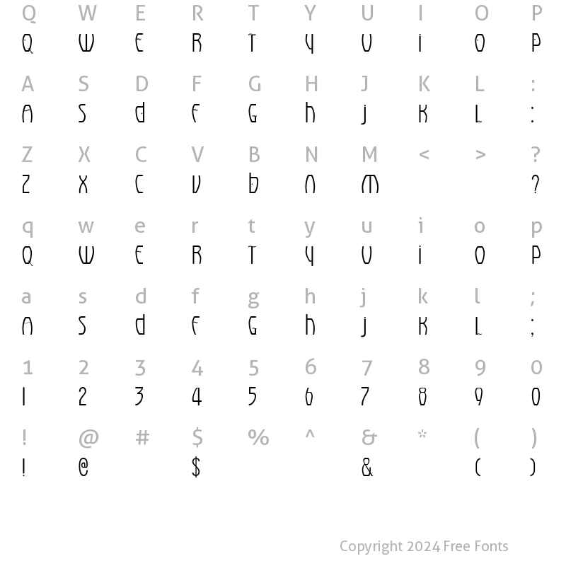 Character Map of Eldora Regular