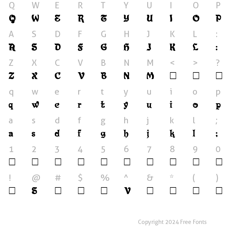 Character Map of Eldorado Regular