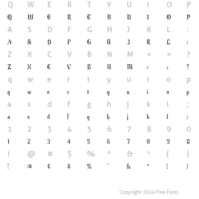 Character Map of Eldroon Regular