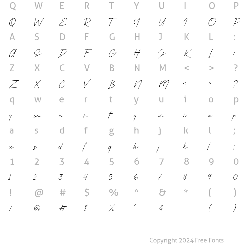 Character Map of Eleanor Rigby Thin Regular